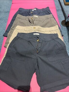 Sonoma Women's Cargo Bermuda Shorts in Navy, Khaki, Stone, and Gray set of 4